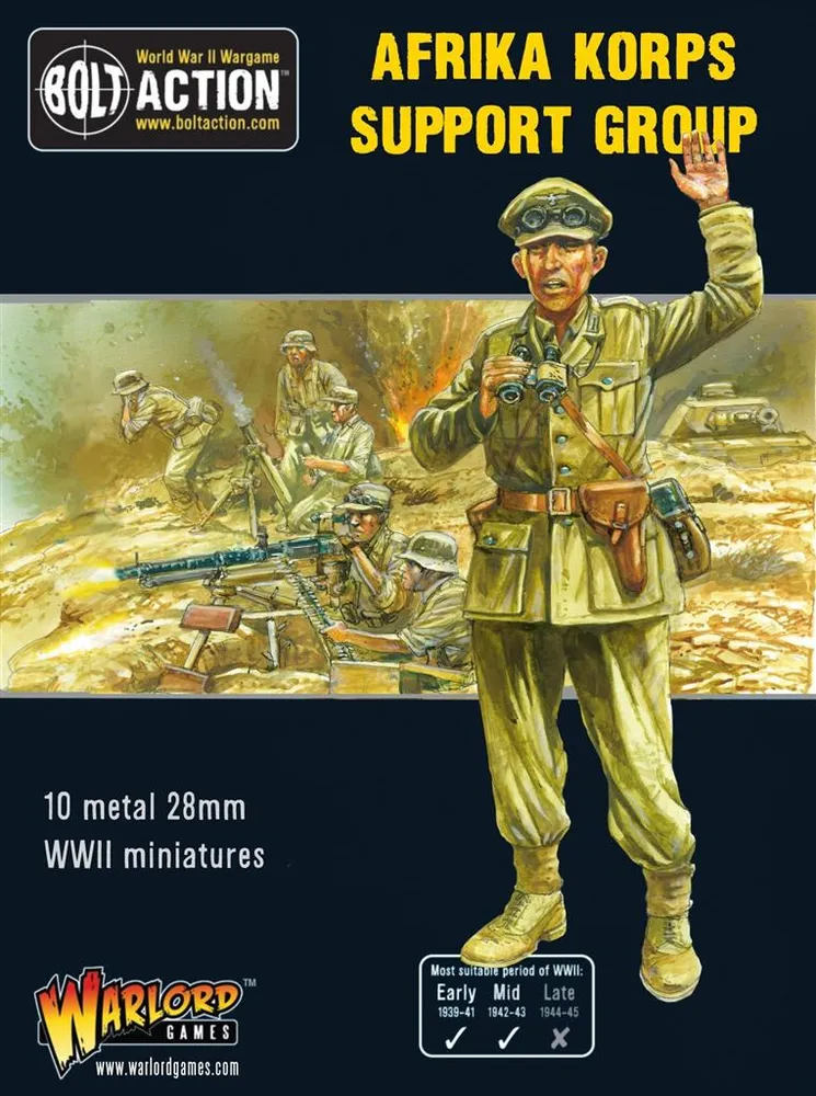 Trådlös Bolt Action - Afrika Korps Support Group (HQ, Mortar & MMG)