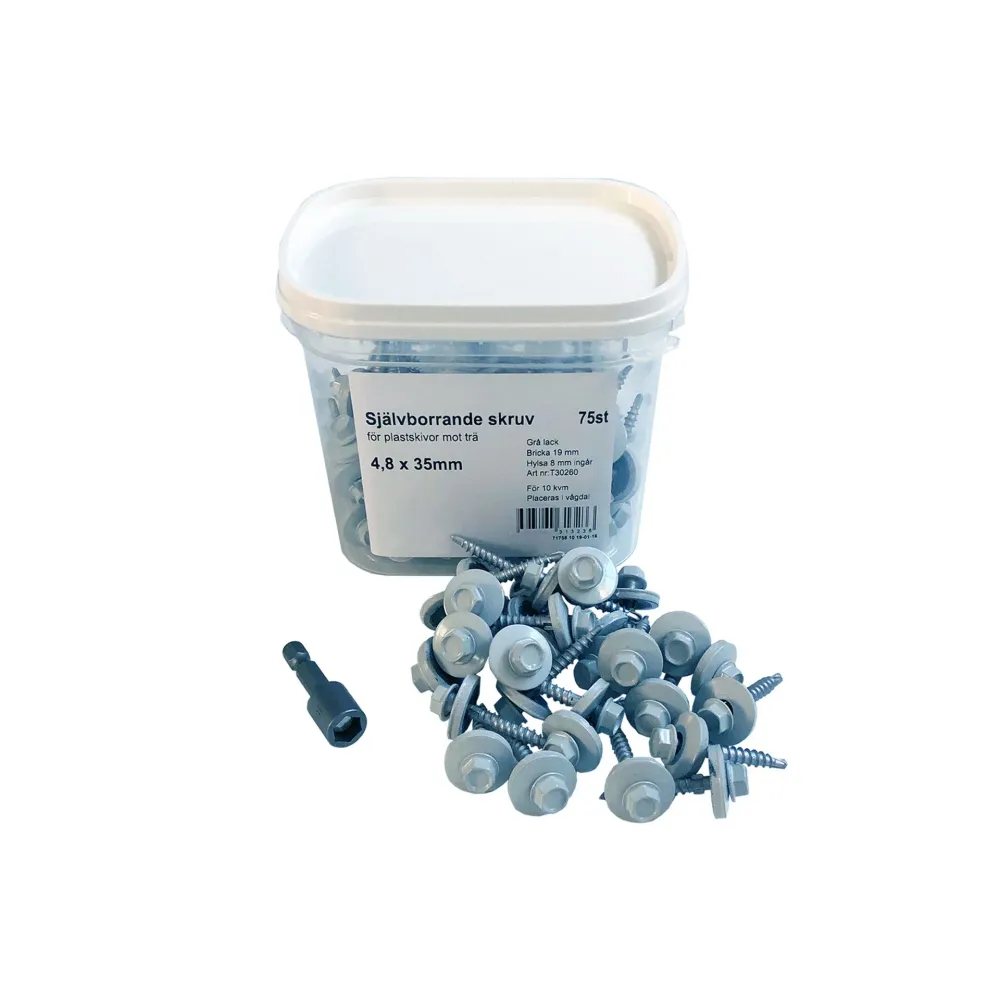 Träskruv Aluwhite Självborrande 4,8 x 30 mm 75-pack