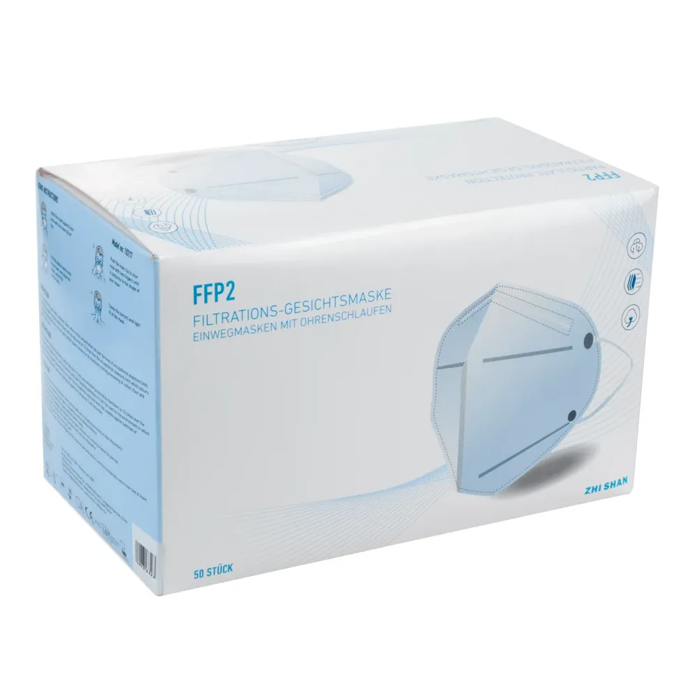 Uppsättning med 50 vita FFP2-filtermasker