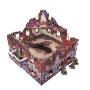 WW2 Ostfront Stalingrad Lägenhetsblock Bak (med balkong) (1) FÖRMÅLAD [28mm/1:56]